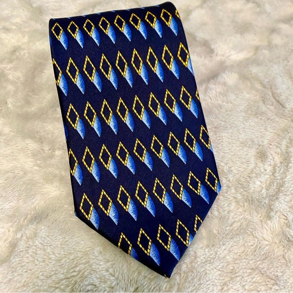 Como House Italy 🇮🇹 Blue & Gold 100% Silk Tie EUC - Picture 1 of 5